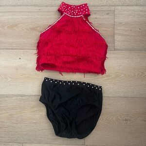 Balera Red Fringe Top Child Medium and Black Tumblewear Briefs size Child 10